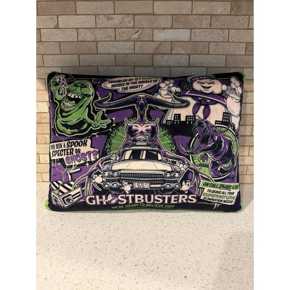 Ghostbusters Throw Pillow Slimer Stay Puft Ecto-1 Horror Decorative Cushion